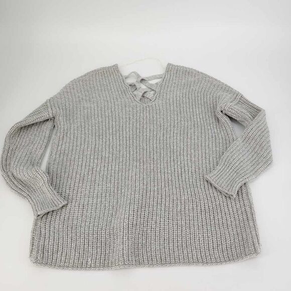 Mossimo Supply Co.Women's V- Neck Criss-Cross Back Pullover Sweater Gray Sz M - Picture 10 of 11